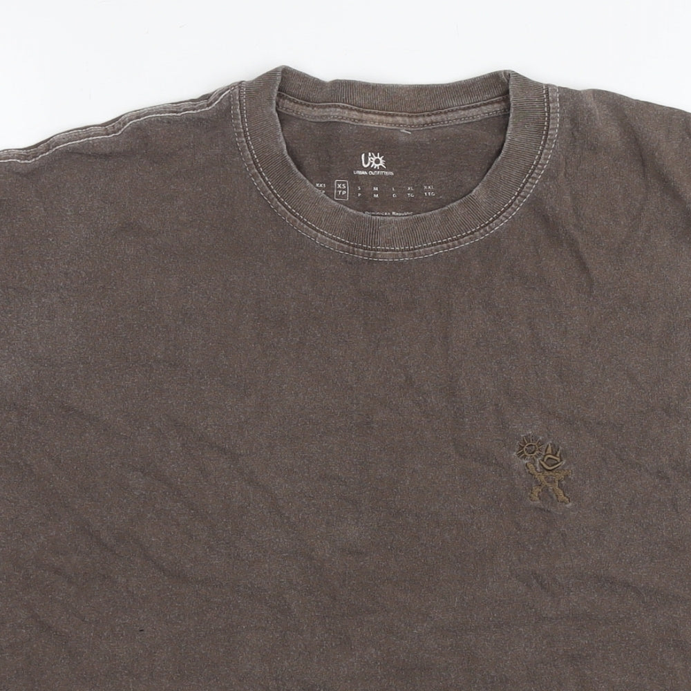 Urban Outfitters Mens Brown Polyester T-Shirt Size XS Round Neck