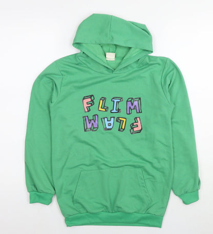 Foanja Boys Green Cotton Pullover Hoodie Size 13-14 Years Pullover - Flim Flam