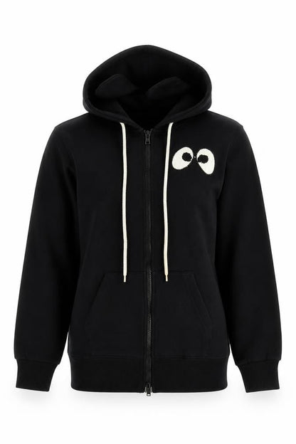 Mini Cream Womens Black Cotton Full Zip Hoodie Size S Pullover - Eyes Goodbye