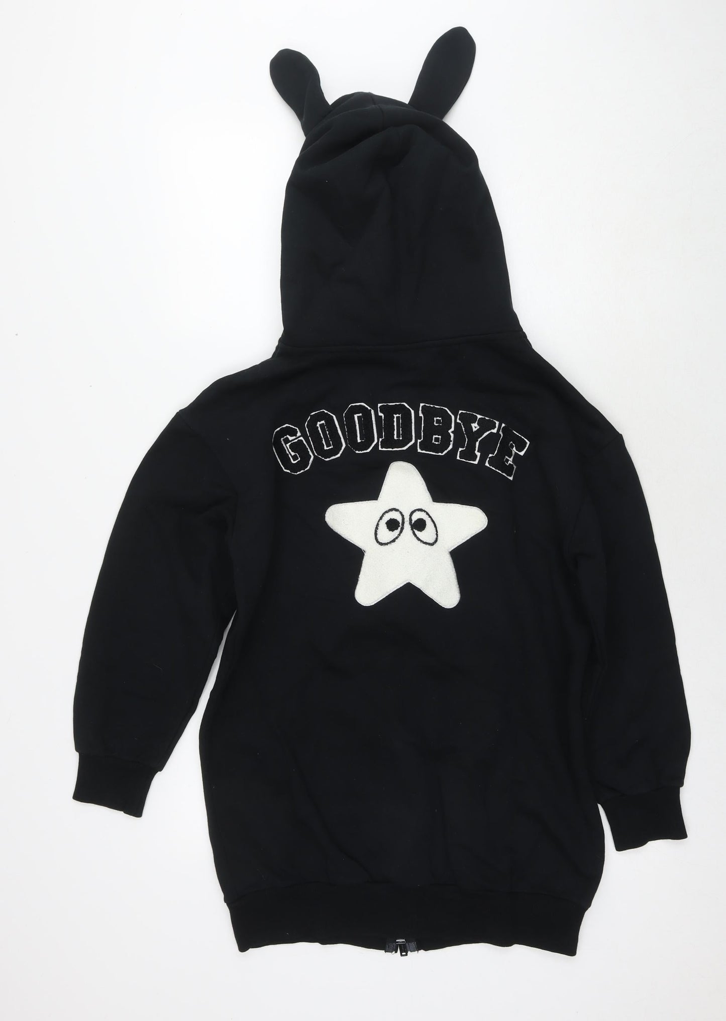 Mini Cream Womens Black Cotton Full Zip Hoodie Size S Pullover - Eyes Goodbye
