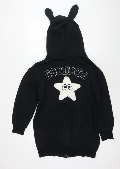 Mini Cream Womens Black Cotton Full Zip Hoodie Size S Pullover - Eyes Goodbye
