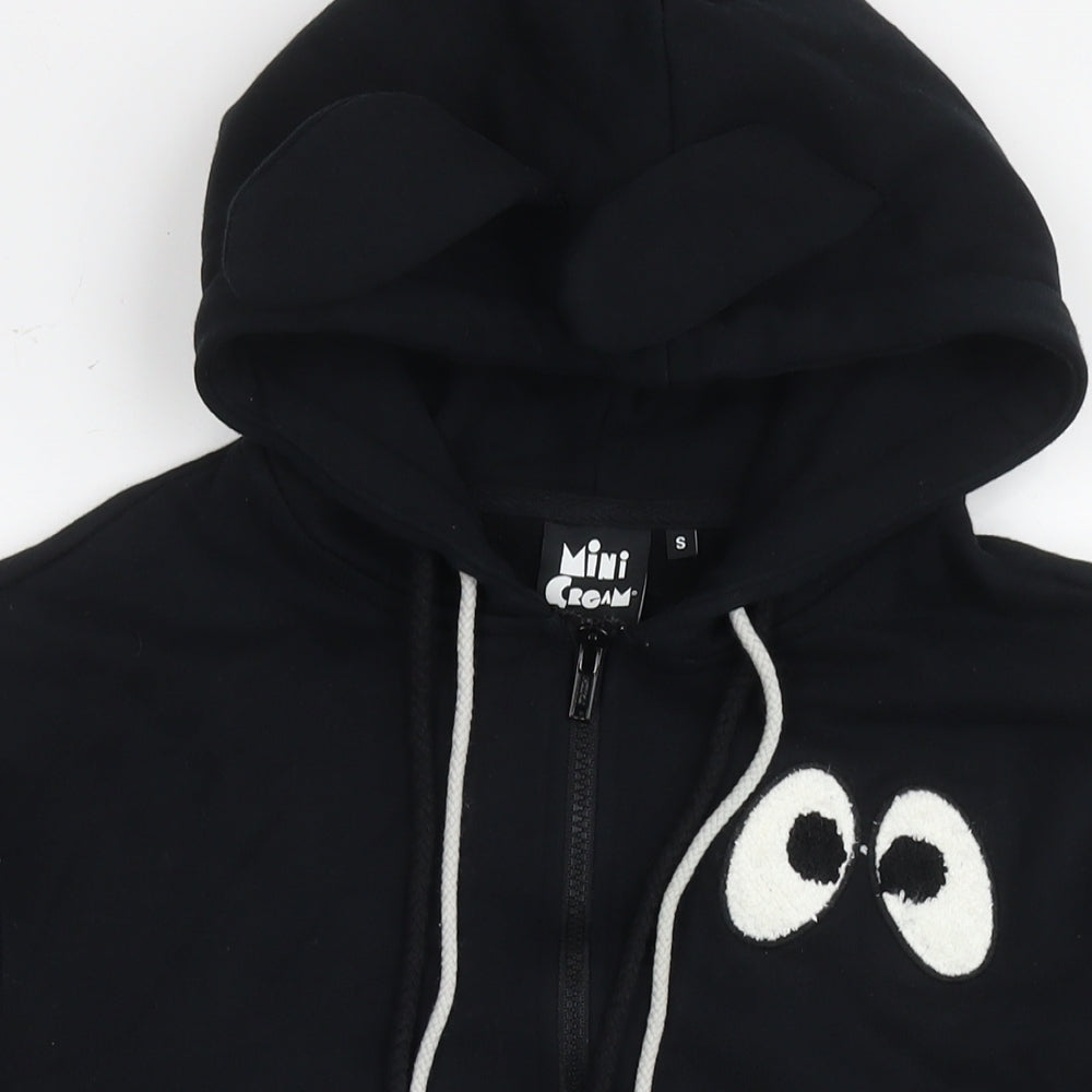 Mini Cream Womens Black Cotton Full Zip Hoodie Size S Pullover - Eyes Goodbye