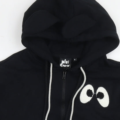 Mini Cream Womens Black Cotton Full Zip Hoodie Size S Pullover - Eyes Goodbye