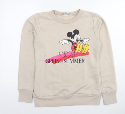 Womens UK Size 8 Disney Beige Pullover Hoodie