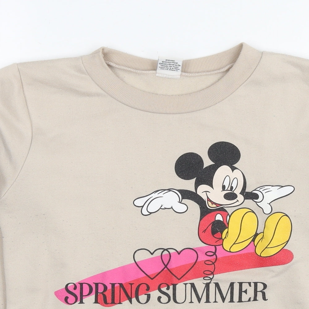 Womens UK Size 8 Disney Beige Pullover Hoodie