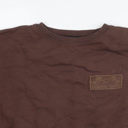 Motel Womens Brown Cotton Pullover Sweatshirt Size XS Pullover - Love