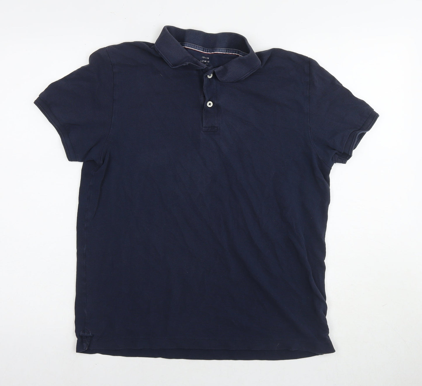 John Lewis Mens Blue Cotton Polo Size M Collared Pullover