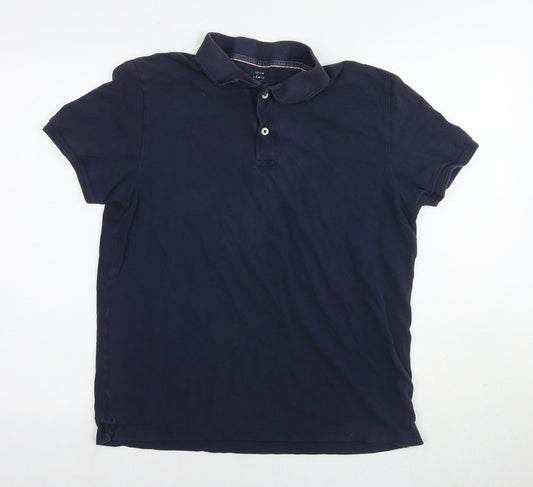 John Lewis Mens Blue Cotton Polo Size M Collared Pullover