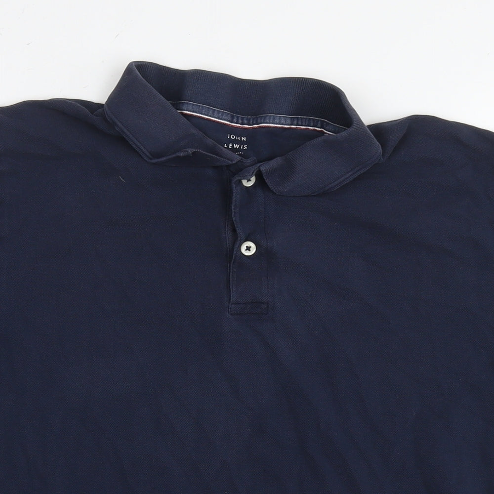 John Lewis Mens Blue Cotton Polo Size M Collared Pullover