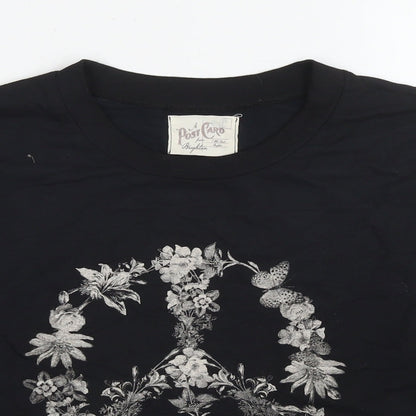 A Postcard From Brighton Womens Black Cotton Pullover Sweatshirt Size S Pullover - Flowers Peace
