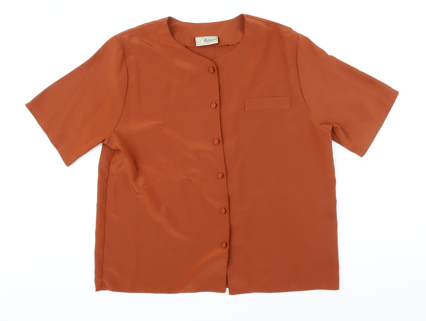 Debemhams Womens Brown Polycarbamide Tunic Blouse Size 14 Boat Neck