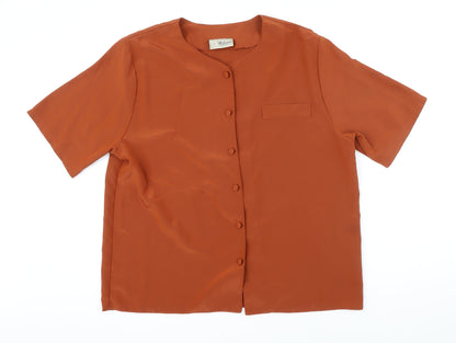 Debemhams Womens Brown Polycarbamide Tunic Blouse Size 14 Boat Neck