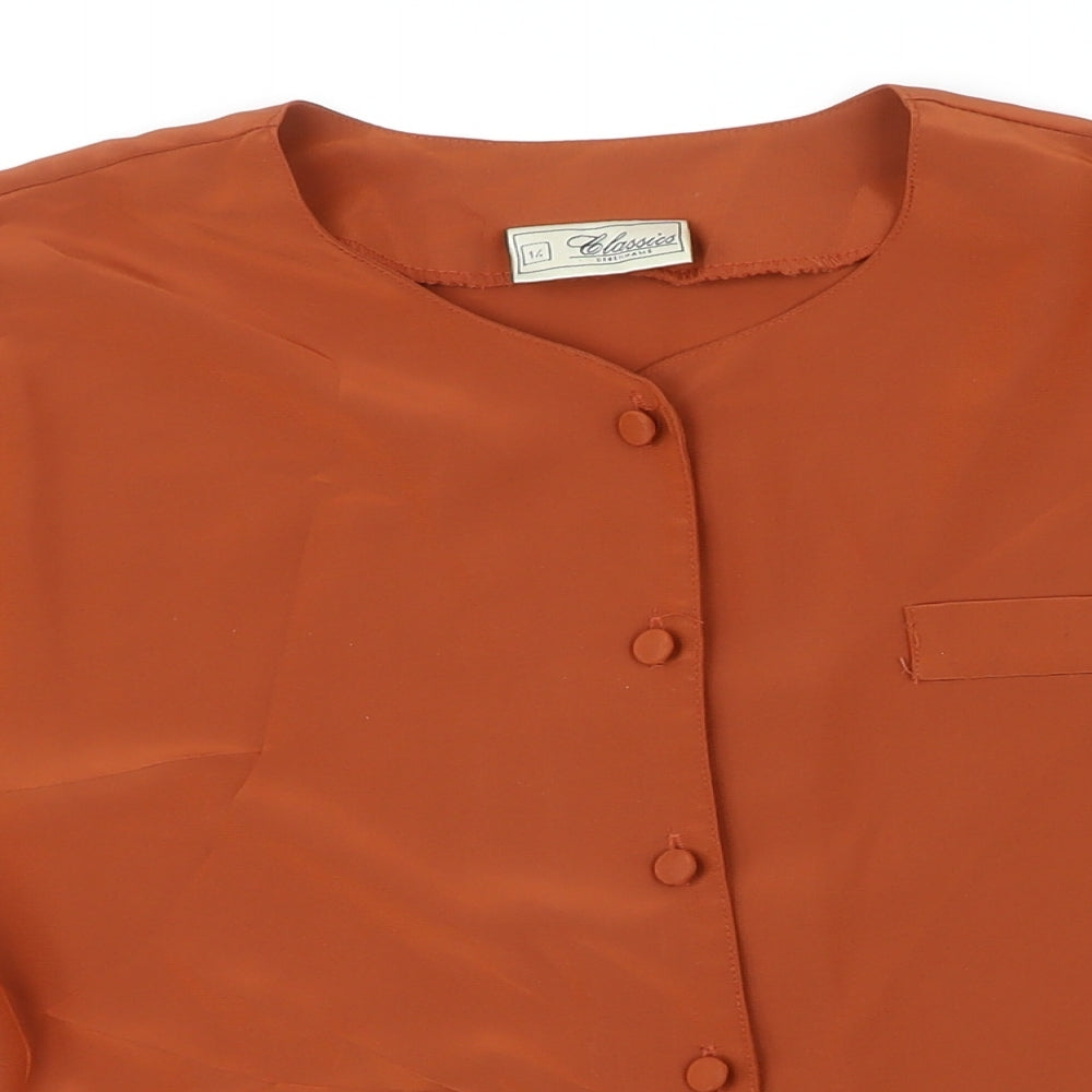 Debemhams Womens Brown Polycarbamide Tunic Blouse Size 14 Boat Neck