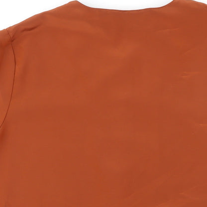Debemhams Womens Brown Polycarbamide Tunic Blouse Size 14 Boat Neck