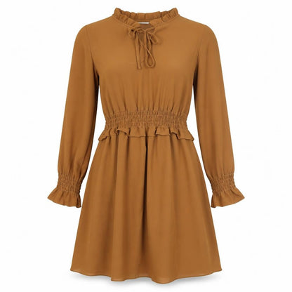 Made in Italy Womens Brown Polyester A-Line Size 12 V-Neck