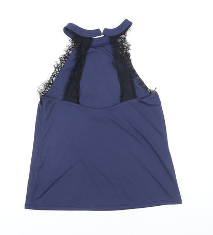 Womens UK Size 8 Topshop Blue Cropped Blouse