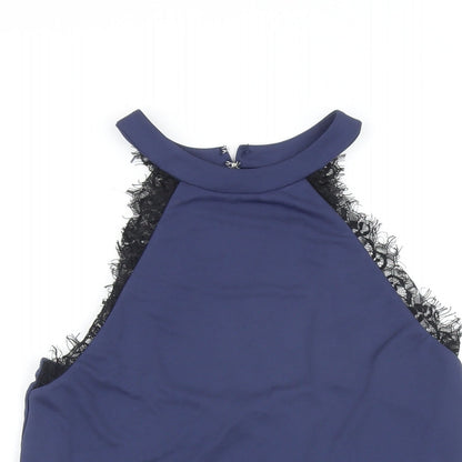 Womens UK Size 8 Topshop Blue Cropped Blouse