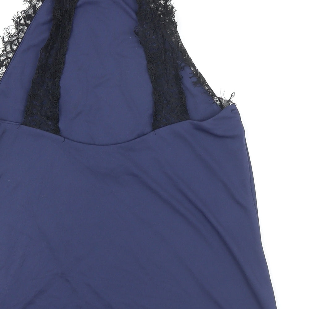 Womens UK Size 8 Topshop Blue Cropped Blouse