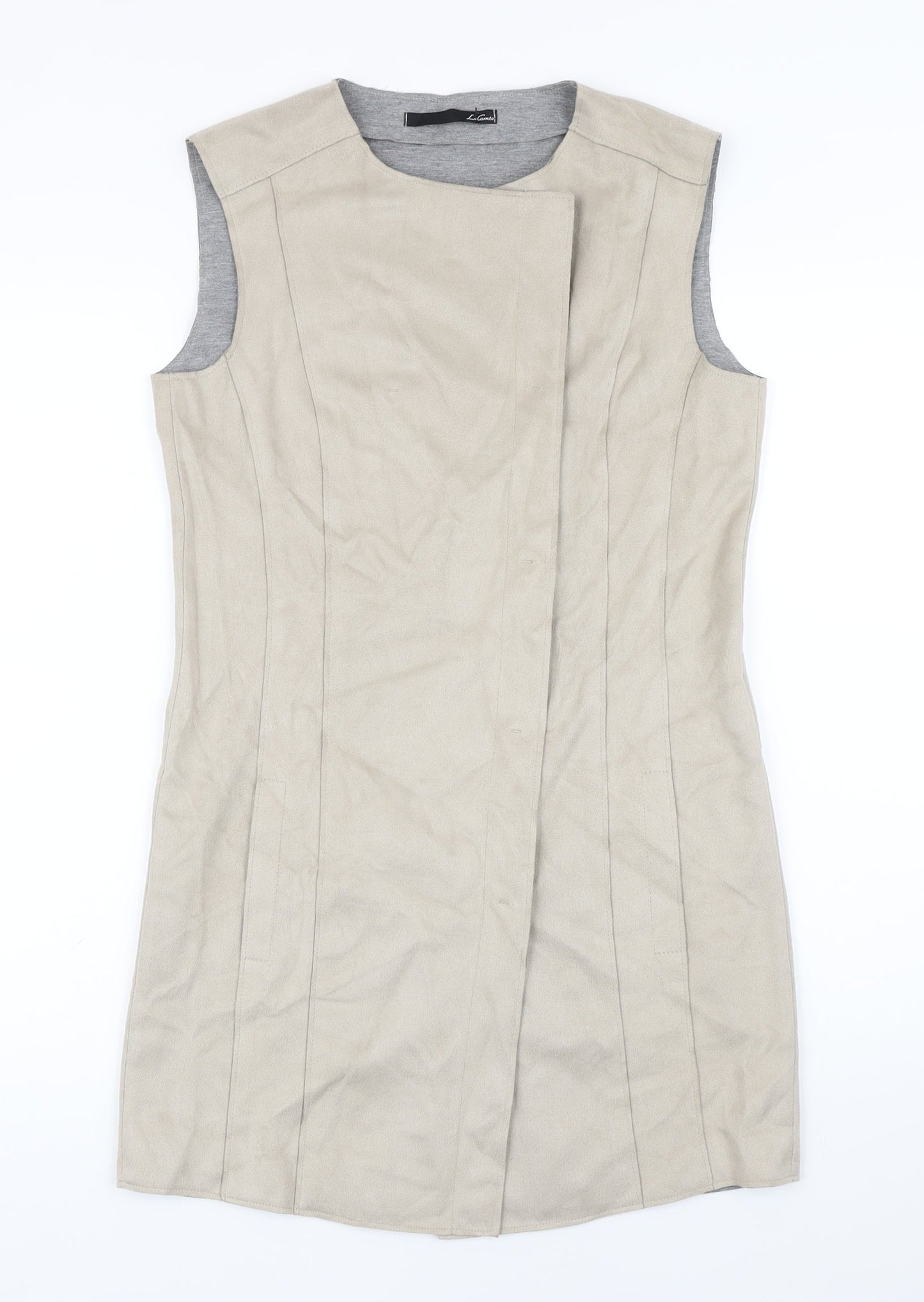 Le Comte Womens Beige Gilet Waistcoat Size 10 Snap