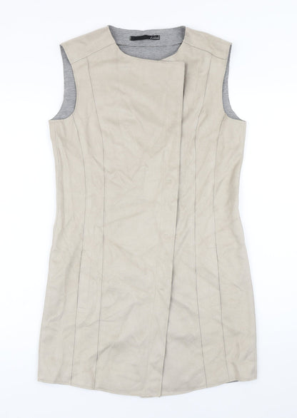 Le Comte Womens Beige Gilet Waistcoat Size 10 Snap