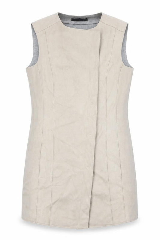 Le Comte Womens Beige Gilet Waistcoat Size 10 Snap