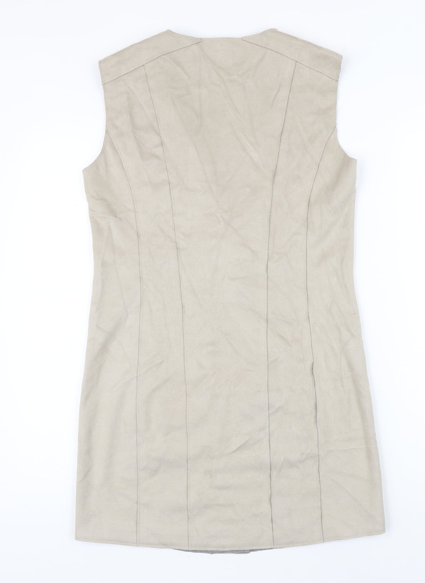 Le Comte Womens Beige Gilet Waistcoat Size 10 Snap