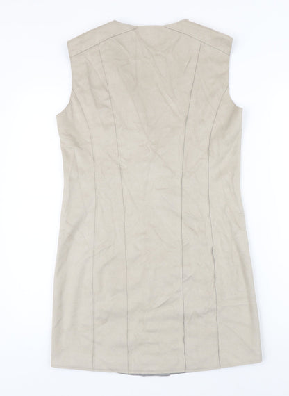 Le Comte Womens Beige Gilet Waistcoat Size 10 Snap