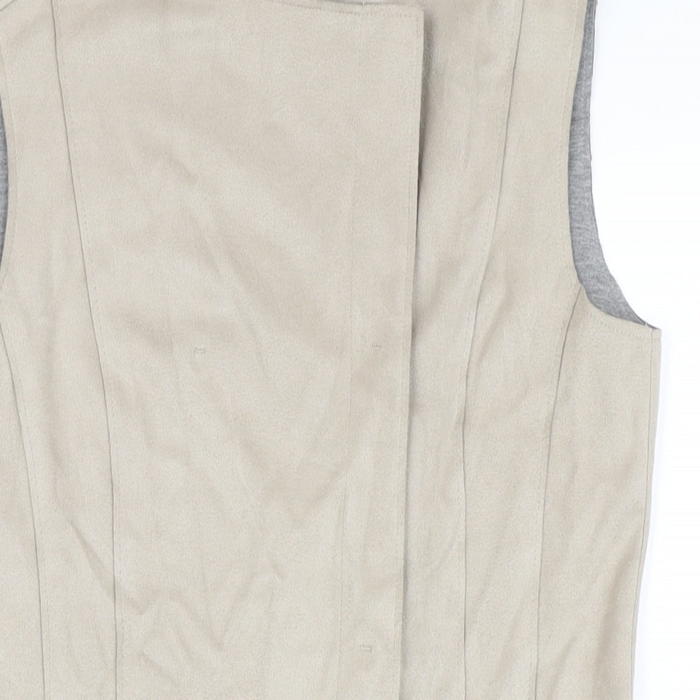 Le Comte Womens Beige Gilet Waistcoat Size 10 Snap