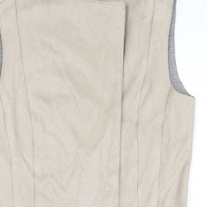 Le Comte Womens Beige Gilet Waistcoat Size 10 Snap