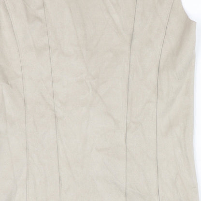 Le Comte Womens Beige Gilet Waistcoat Size 10 Snap