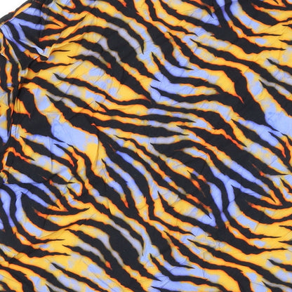 Bershka Womens Multicoloured Animal Print Viscose Basic Blouse Size M Collared