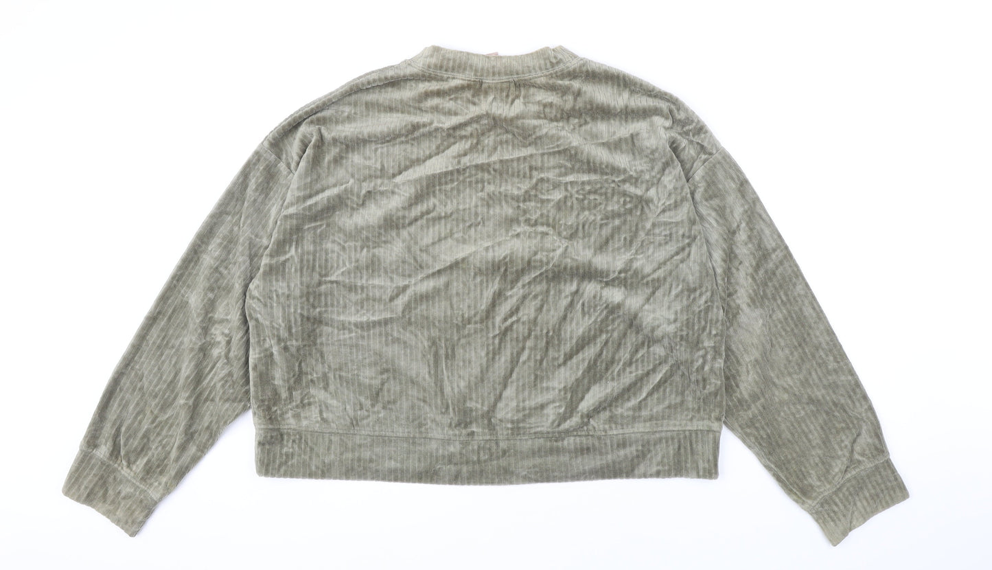 H&M Womens Green Polyester Pullover Sweatshirt Size S