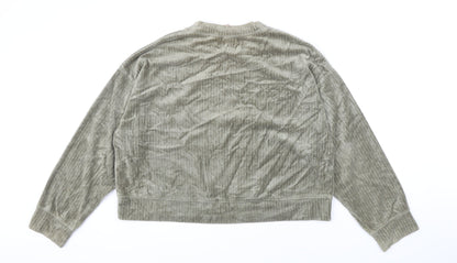 H&M Womens Green Polyester Pullover Sweatshirt Size S