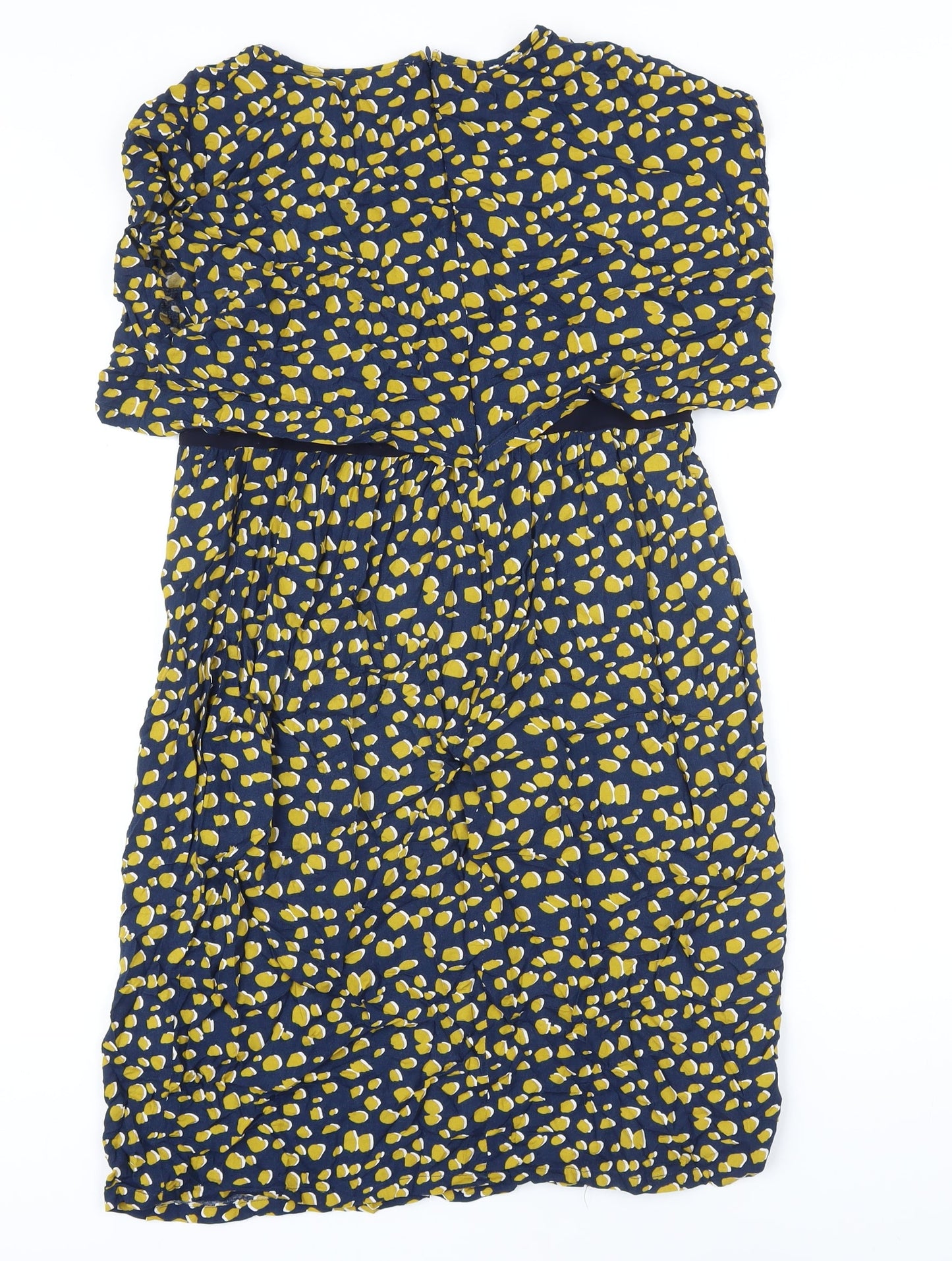 Jo Jo Maman Bebe Womens Blue Geometric Viscose A-Line Size 14 Boat Neck Zip