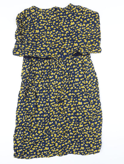 Jo Jo Maman Bebe Womens Blue Geometric Viscose A-Line Size 14 Boat Neck Zip