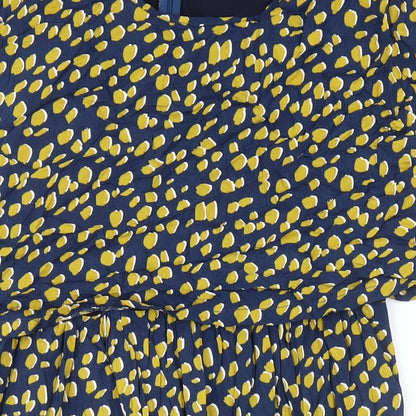 Jo Jo Maman Bebe Womens Blue Geometric Viscose A-Line Size 14 Boat Neck Zip