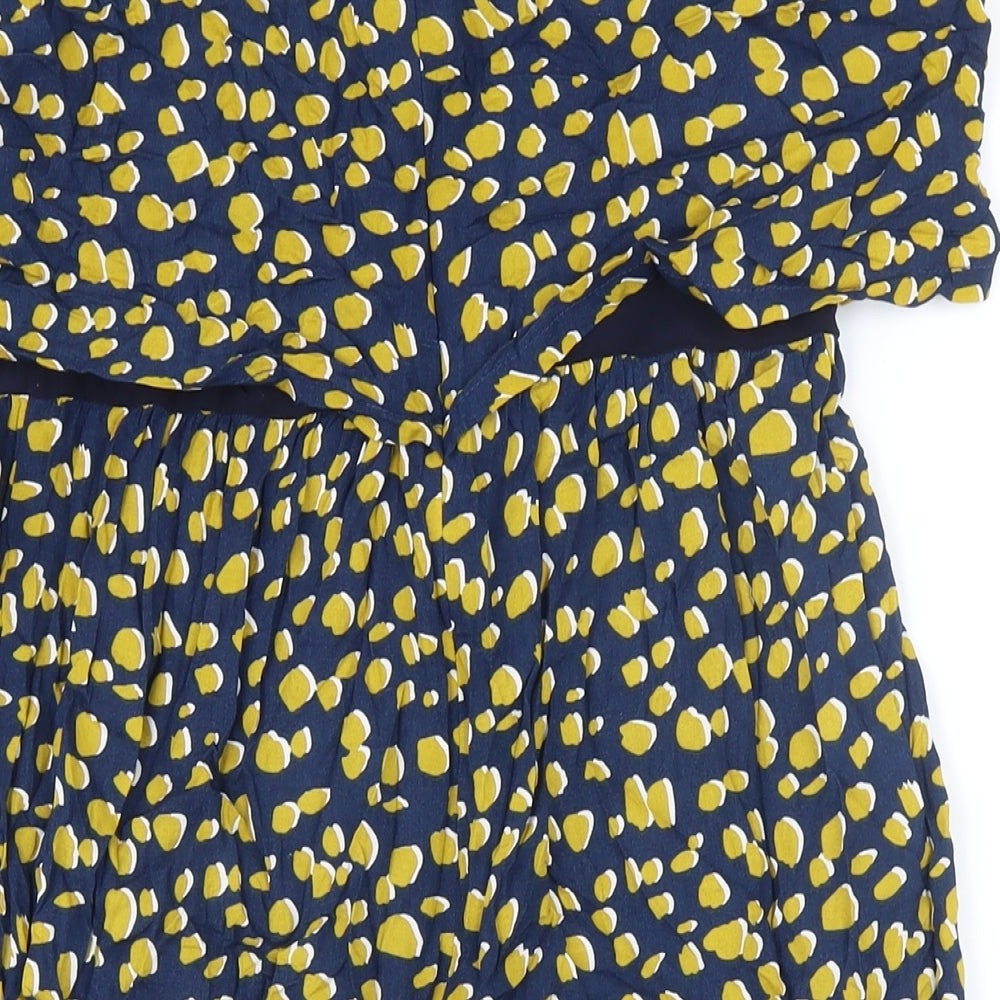 Jo Jo Maman Bebe Womens Blue Geometric Viscose A-Line Size 14 Boat Neck Zip