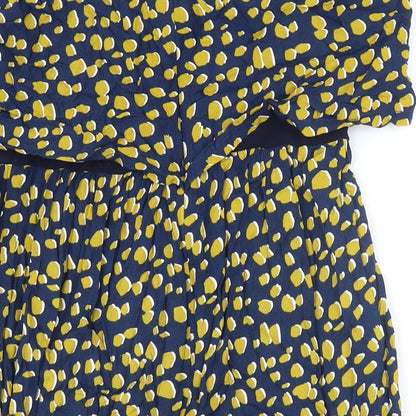 Jo Jo Maman Bebe Womens Blue Geometric Viscose A-Line Size 14 Boat Neck Zip