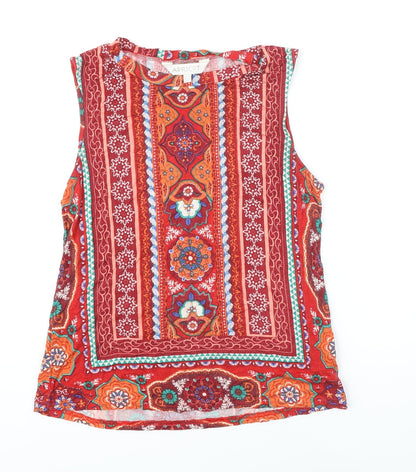 Womens UK Size 10 Apricot Multicoloured Tunic Blouse