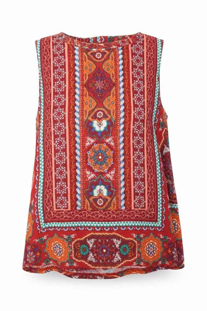 Womens UK Size 10 Apricot Multicoloured Tunic Blouse