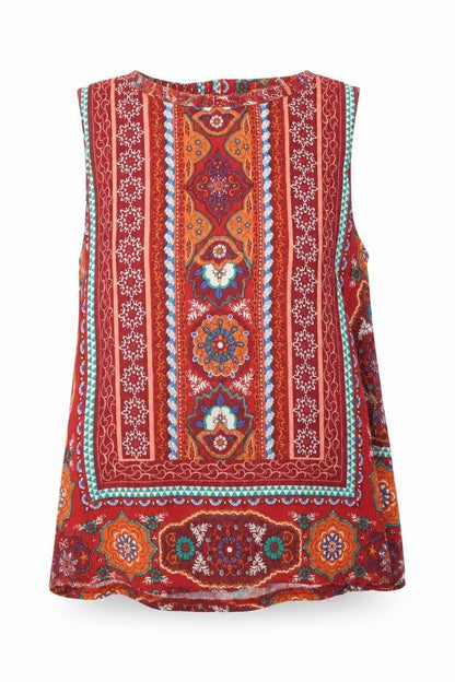 Womens UK Size 10 Apricot Multicoloured Tunic Blouse