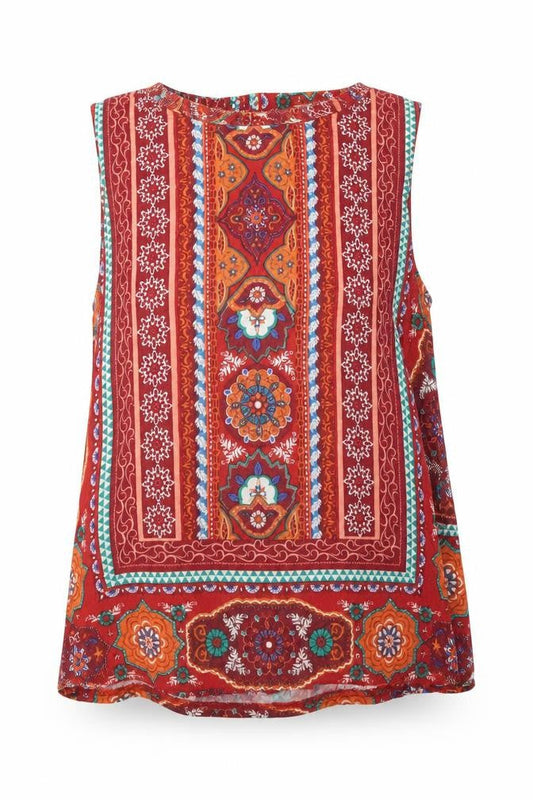 Womens UK Size 10 Apricot Multicoloured Tunic Blouse