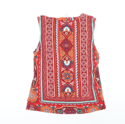 Womens UK Size 10 Apricot Multicoloured Tunic Blouse
