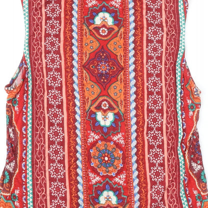Womens UK Size 10 Apricot Multicoloured Tunic Blouse