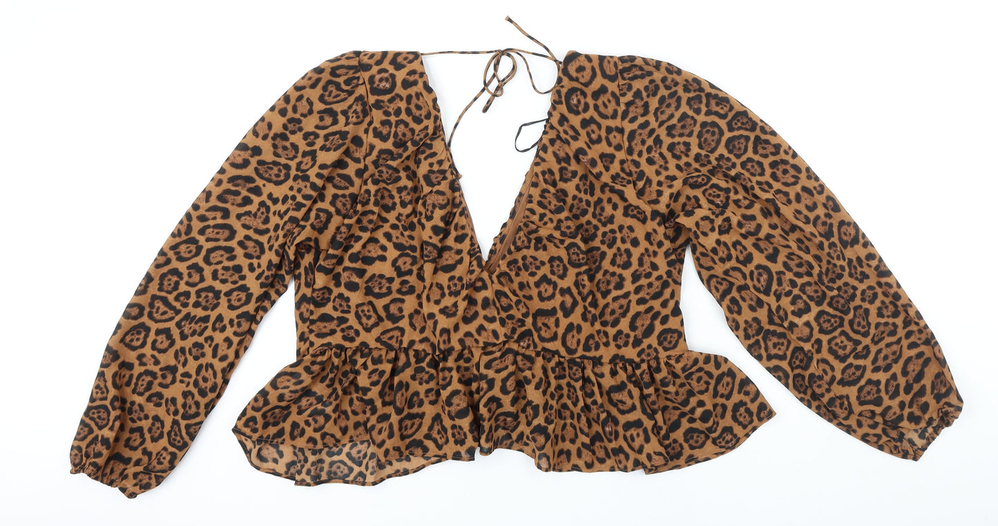 Womens UK Size XL H&M Brown Tunic Blouse