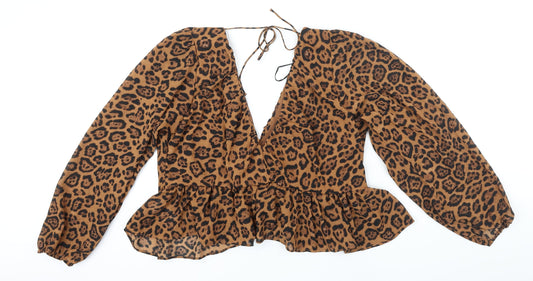Womens UK Size XL H&M Brown Tunic Blouse