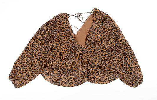 Womens UK Size XL H&M Brown Tunic Blouse
