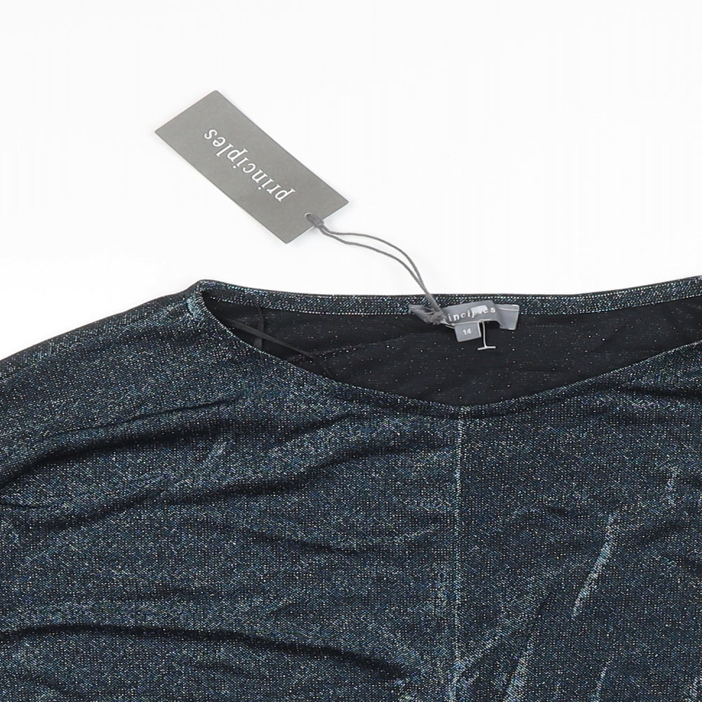 Womens UK Size 14 Principles Blue Ringer Blouse
