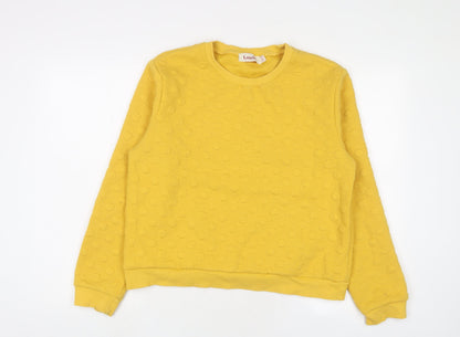 Louche Womens Yellow Polyester Pullover Sweatshirt Size 14 Pullover