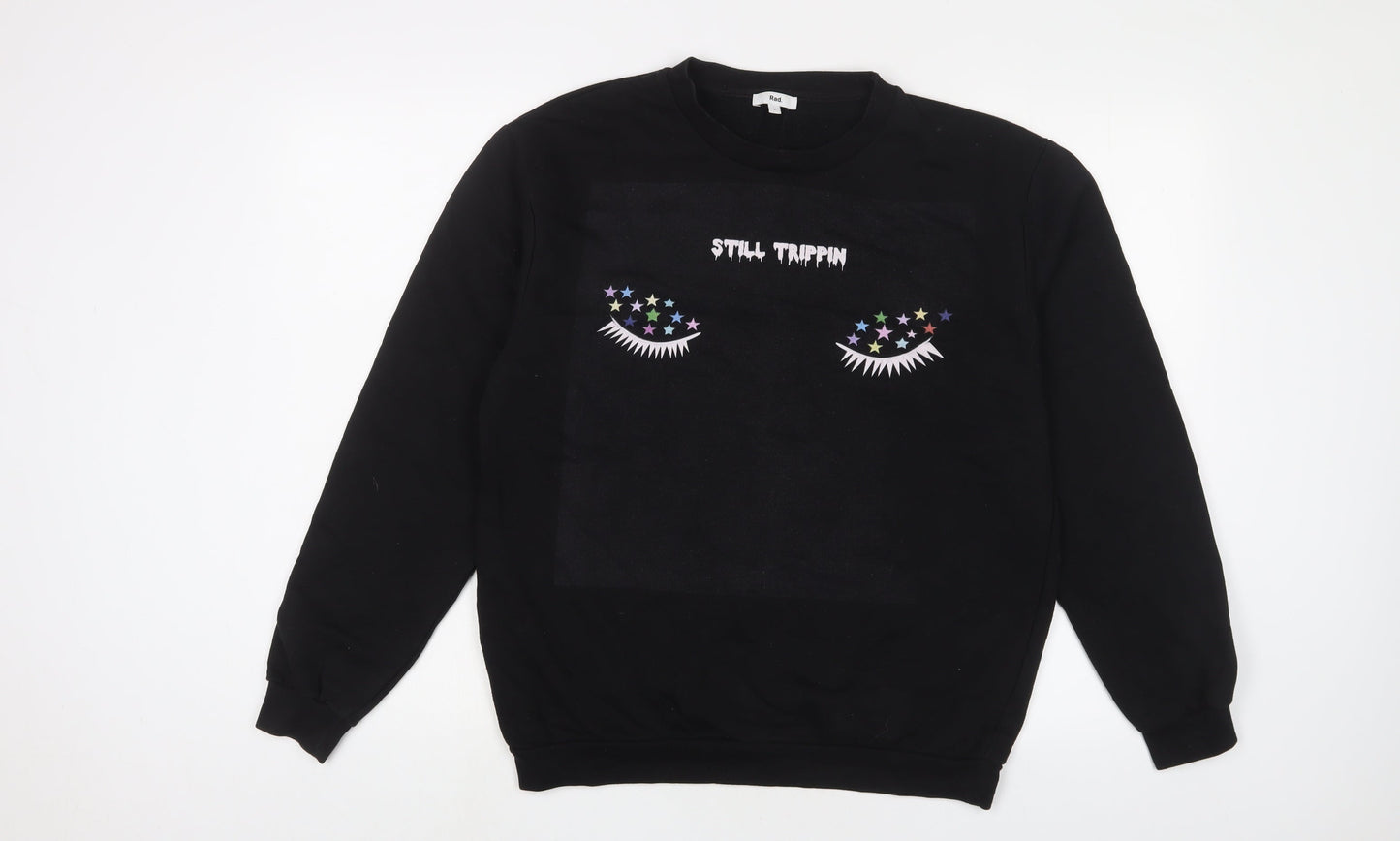 RAD. Womens Black Cotton Pullover Sweatshirt Size L Pullover